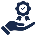 Certification symbol in hand